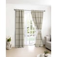 thumbnail image 3 of Beige Plaid Blackout Curtains for Bedroom/Living Room, Thermal Insulated Kitchen Curtains, Vintage Grid Stripe Minimalist Art Linen Grommet Darkening Window Treatment Drapes 42"x84"x2, 3 of 8