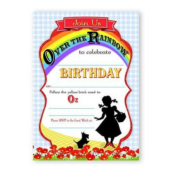 Wizard of Oz LARGE Invitations - 10 Invitations 10 Envelopes