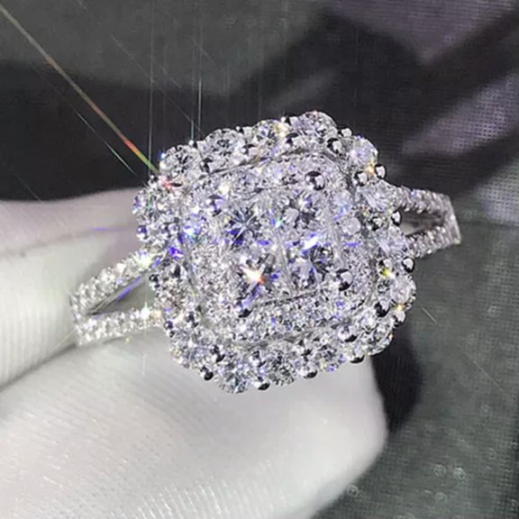 Gorgeous Women Jewelry 925 Silver Ring Cubic Zircon Anniversaty Ring Sz 6-10