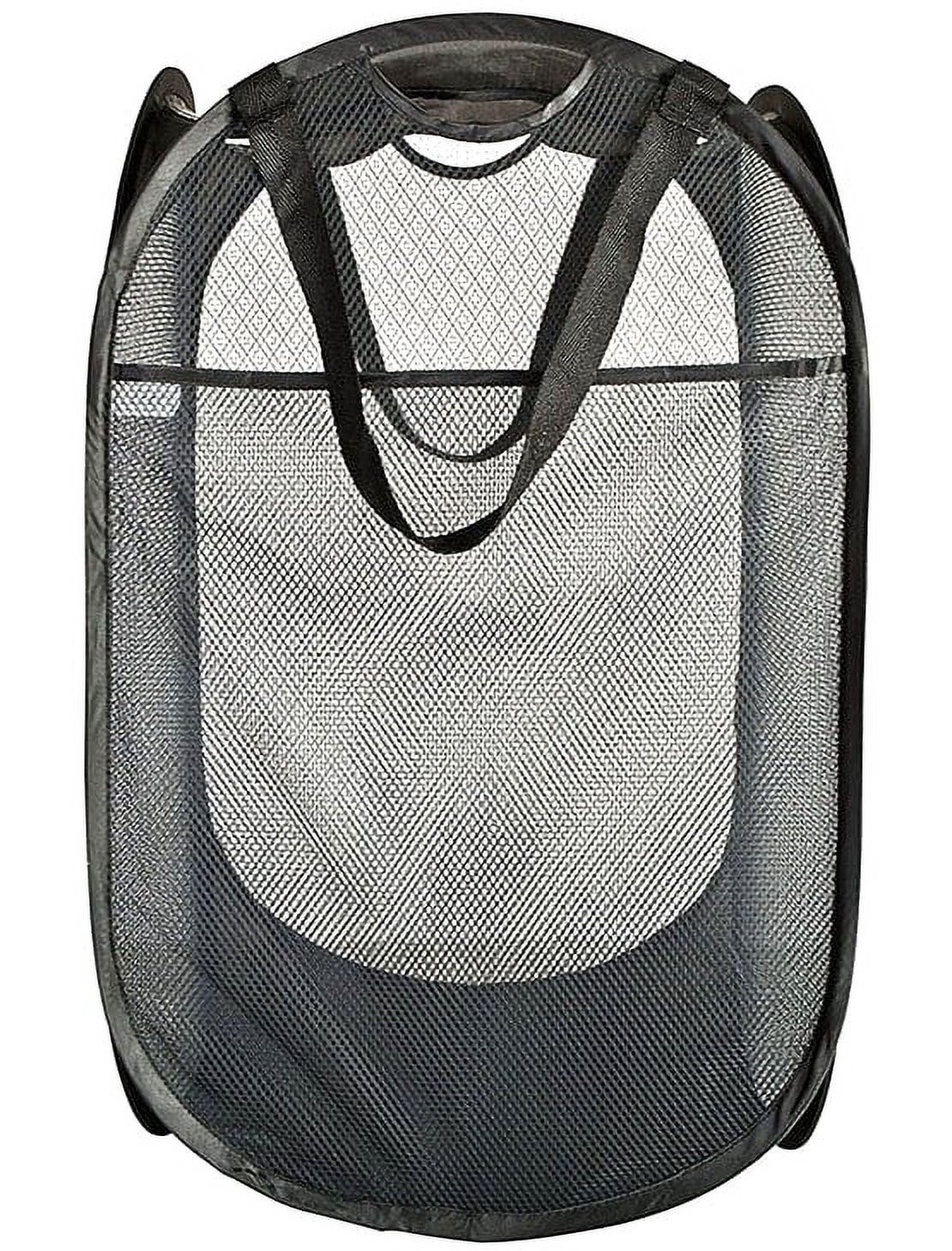 TechWonder Mesh Pop Up Laundry Basket With Side Pocket - Black
