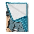 thumbnail image 2 of Paparazzi Soft Flannel Fleece Blanket, Photographer Man Taking Pictures Comic Book Style Journalism Graphic, Cozy Plush for Indoor and Outdoor Use, 50" x 60", Petrol Blue Grey Teal, by Ambesonne, 2 of 5