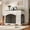 White/Black 43.3*23.6*35In, variant on ELTFROH 44.48" Wooden Dog Crate Furniture with Drawers and Rotating Bowls XXL Dog Kennel Indoor End Table Pet Cage Dog House for Medium Dogs