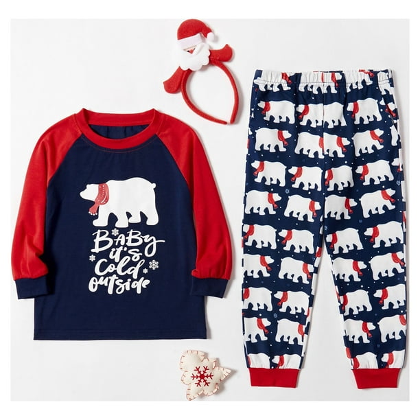 PatPat Mosaic Family Matching Polar Bear Christmas Pajamas Sets