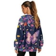 thumbnail image 6 of SCRAWLGOD Floral Butterfly Print Women's Sweatshirts with Pockets Long Sleeve Crewneck Drop Shoulder Sweatshirt Cozy Fall Winter Casual Clothes Oversized Soft Tops, 3XL, 6 of 7