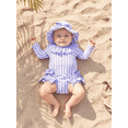 thumbnail image 4 of BemeyourBBs Toddler Baby Girls One Piece Swimsuit Infant Girl Bathing Suit Striped Bow Swimwear Zipper Long Sleeve Rash Guard with Hat Newborn Swimsuit Summer Pool Beachwear, 4 of 9