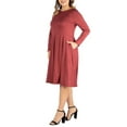 thumbnail image 3 of 24seven Comfort Apparel Plus Size Chic V-Neck Long Sleeve Belted Dress, 3 of 4