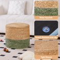 thumbnail image 4 of Tcbosik Woven Ottoman Stool, 18 Inch Round Pouf Stool for Living Room, Multi-Purpose Footrest and Seat, Natural & Green, 4 of 6