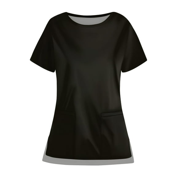 Ladies Tops And Blouses Thanksgiving Scrub Tops Christmas Scrub Top Tops T Shirt with Pockets Black Size M