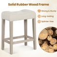 thumbnail image 5 of 24 Inch Bar Stools Pair, Upholstered Saddle Seats with Button Tufted Surface, Solid Wood Legs and Footrest, Backless Counter Stools for Kitchen Cafe, Beige, 5 of 5
