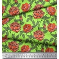 thumbnail image 2 of Soimoi Crepe Silk Fabric Leaves & Rose Floral Print Sewing Fabric Yard 42 Inch Wide, 2 of 3
