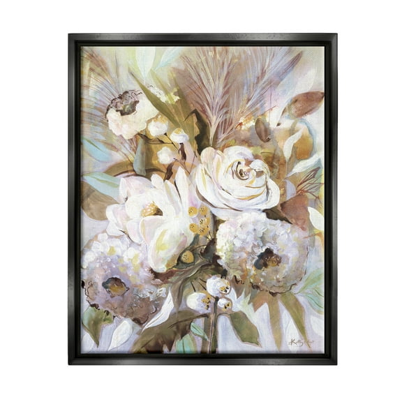 Stupell Abstract Flower Bouquet Mixed Florals Botanical & Floral Painting Black Floater Framed Art Print Wall Art