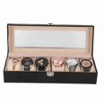 thumbnail image 1 of Reloj Caja De Reloj De 6 Ranuras Cuero De PU Reloj De Pulsera Rectangular Vitrina Organizador Regalo Negro, 1 of 7