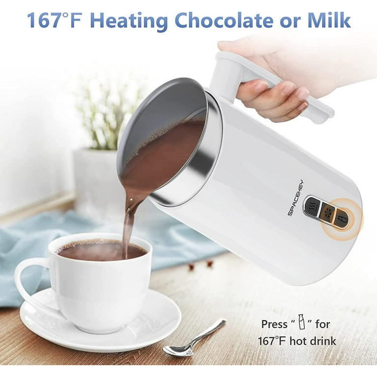 Spacekey 4-in-1 Milk Frother & Steamer - Heat up to 167℉ - Automatic Hot &  Cold Froth Maker for Coffee, Latte, Cappuccino, Chocolate Milk - Large