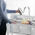 thumbnail image 3 of Utility Stainless Steel Sink, Commercial Kitchen Prep Sink Free Standing Single Bowl with Cold and Hot Water Pipe Undershelf Faucet for Restaurant Laundry Garage Bar Workshop 19.7" x 21.7" x 33.5", 3 of 9