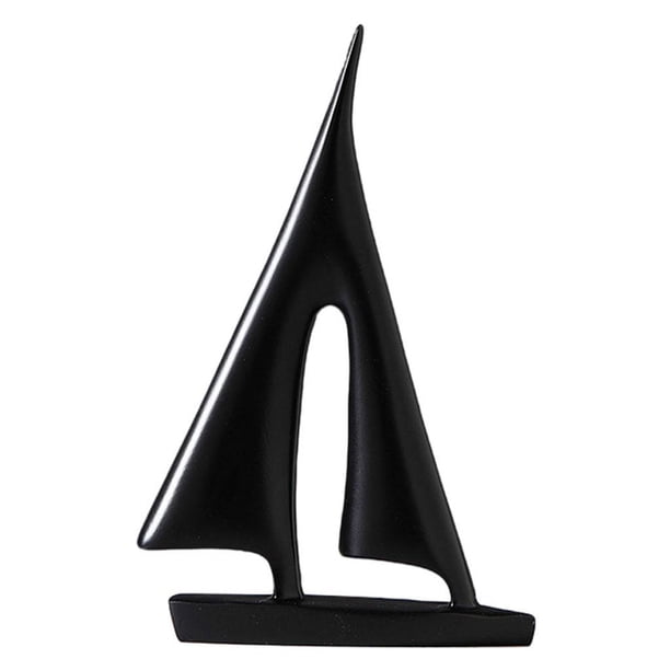 Decoración creativa de velero de resina, modelo de velero, regalo náutico de mesa Negro