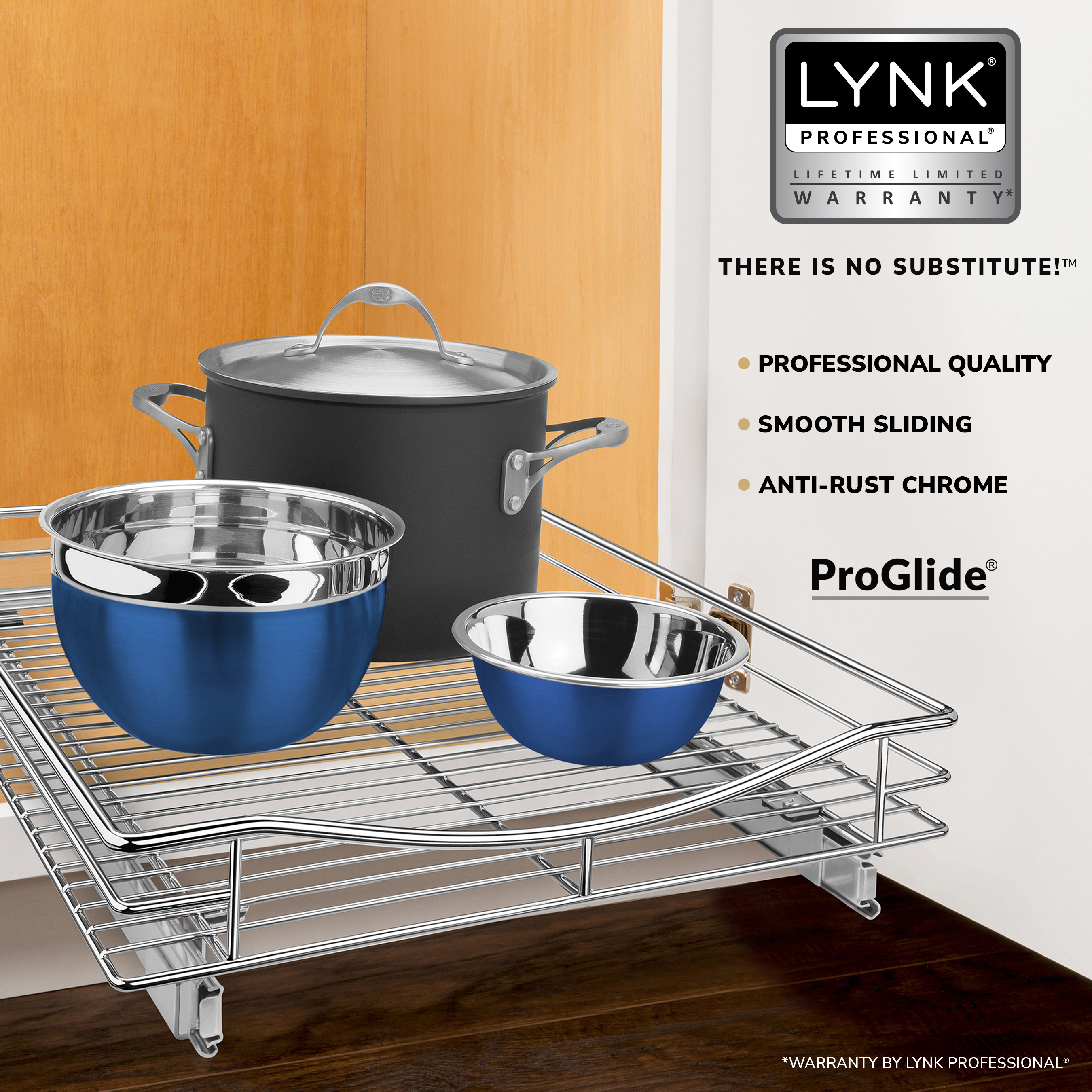 LYNK PROFESSIONAL 17"W x 18"D Pull Out Cabinet Organizer, Slide Out Pantry Shelf - Chrome - image 2 of 9