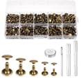 thumbnail image 1 of Uxcell Kit de Rivets en Cuir Double Capuchon 340, Tailles Mixtes Capuchon Rond Goujons Métalliques pour Réparation de Collier pour Animaux, Bronze, 1 of 7