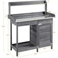 thumbnail image 2 of QISHENSHUI Garden Potting Bench Wooden Workstation Outdoor Wooden Potting Table W/Top Shelf & Lower Shelf & Cabinet Drawer & Open Shelf Gray, 2 of 11