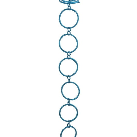 Allstate 5' x 1.75" Turquoise Blue Glittered Round Chain Christmas Garland