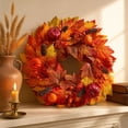 thumbnail image 4 of 24 Inch Fall Artificial Wreath, Plastic Maple Leaf Pumpkin Pinecone Wreath for Front Door Wall Window Thanksgiving Harvest Season Home Decor, 4 of 6