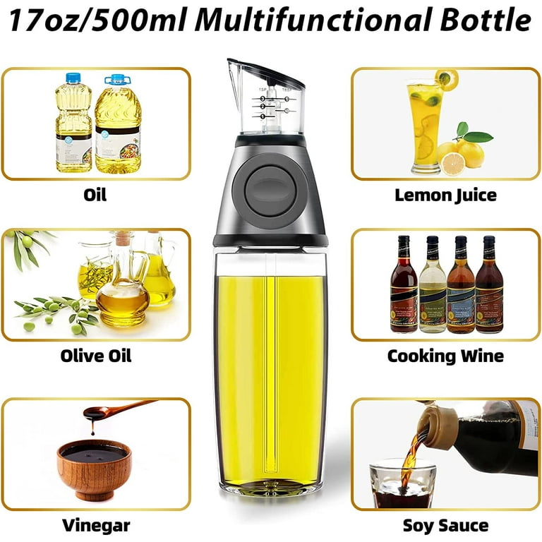 17oz/500ml Olive Oil Dispenser Bottle for Kitchen with Measurement Scale Cooking  Oil and Vinegar Soy Sauce Bottling Clear Glass Oil Bottles Oil Pot Oil  Container for Kitchen Gadgets 