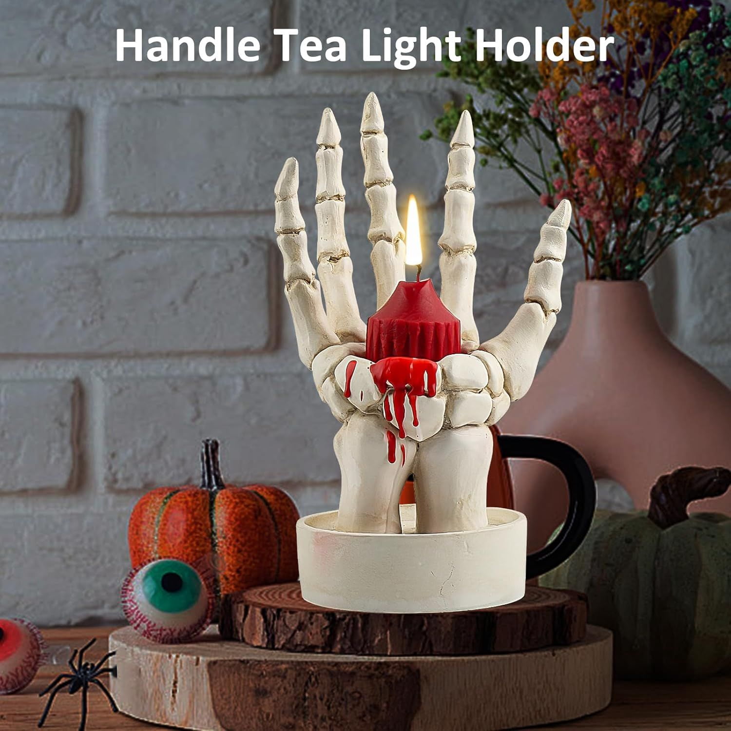 Skeleton Hand Centerpiece with Candle Groove for Gothic Halloween Decor