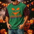 thumbnail image 4 of Halloween Shirts for Men Short Sleeve Crewneck Halloween Tees Jack-o'-lantern Halloween Tops Holiday Casual Halloween Tshirt, 4 of 5