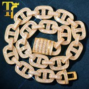 18K Gold filled necklace Ice Out Hip Hop Rope Chain for men