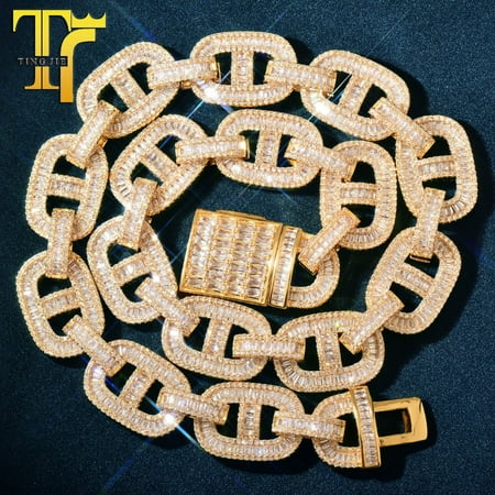 18K Gold filled necklace Ice Out Hip Hop Rope Chain for men