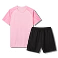 thumbnail image 3 of Miluxas Ensemble de Shorts Athlétiques pour Garçons - 2 Pcs T-Shirt de Performance Léger à Manches Courtes et Shorts de Course pour Garçons Rose 2TP(2TP), 3 of 4