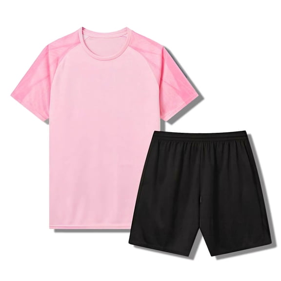 Maqroz Boys Soccer Jersey Set Summer Short Sleeve Crew Neck Quick Dry Top and Shorts Team Uniform 5-15 Years
