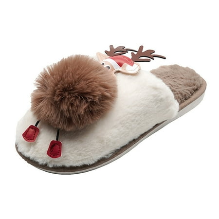 

SUODUI Women s Slippers Fashion Women s Casual Shoes Breathable Outdoor Deer Slippers Khaki 9.5-10