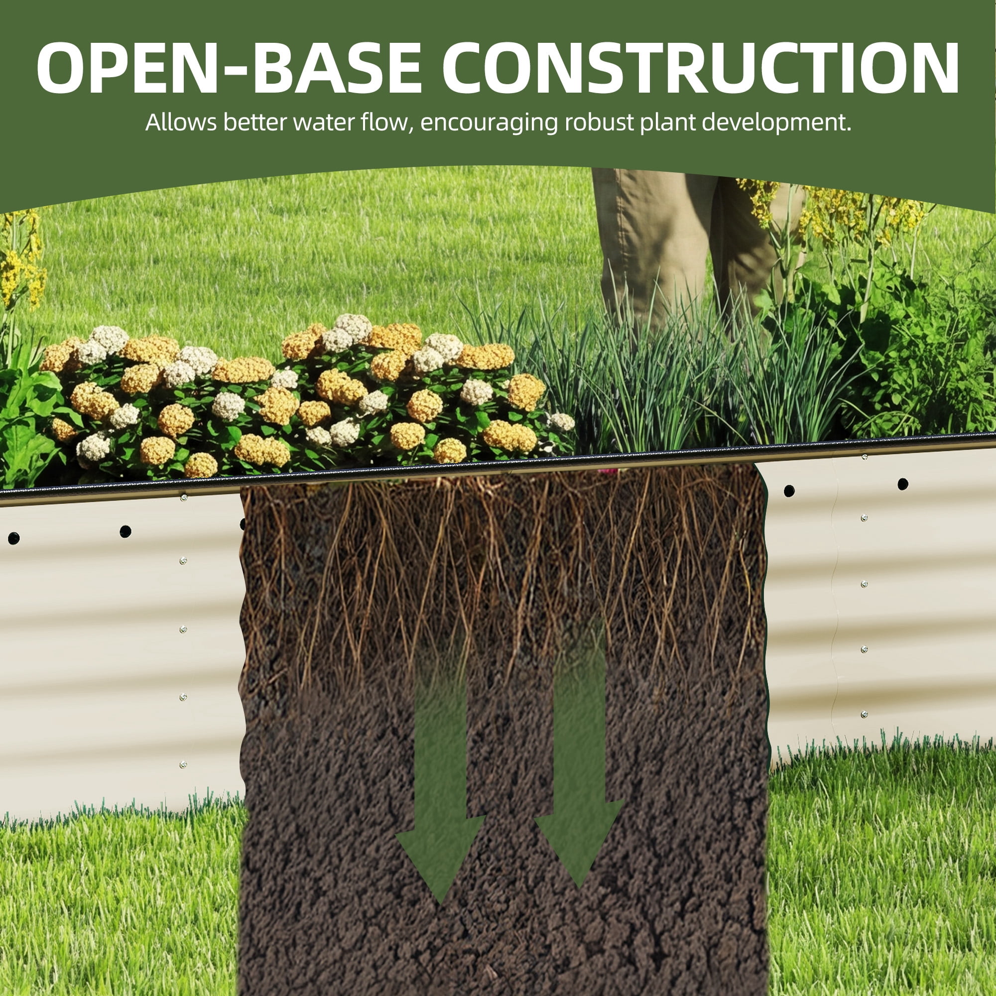 Uforic 17" Tall 9 in 1 Outdoor Raised Garden Bed Kits,8ft x 2ft Large Galvanized Metal Patio Planter Box with Safety Rubber & Gloves, for Vegetables Flowers,White