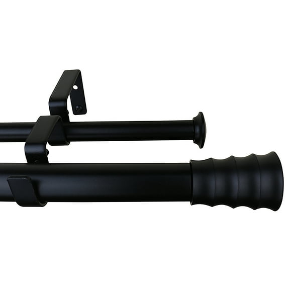 MERIVILLE 1-Inch Diameter Oakley Telescoping Double Window Treatment Curtain Rod, 48-Inch to 84-Inch, Black