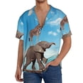 thumbnail image 3 of Daiia Elephant Giraffe Men's Linen Shirts Short Sleeve Casual Shirts Button Down Shirt for Men Beach Summer Wedding Shirt-4X-Large, 3 of 7