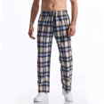 thumbnail image 6 of Juslio Mens Pants Mens Clothing Casual Fashion Elastic Waist Plaid Fabric Trousers Elastic Straight Blue, 6 of 6