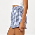 thumbnail image 6 of Cutuoiiu Women's High Waist Gingham Shorts Elastic Ruffled Waist with Ruffle Hem, Casual Summer Beach Shorts with Pockets, 6 of 6