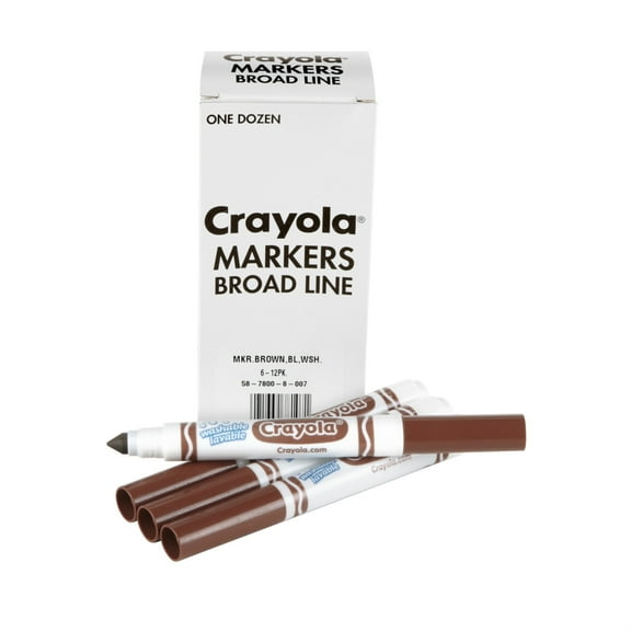 Crayola Ultra-Clean Washable Bulk Markers, Brown, Pack of 12