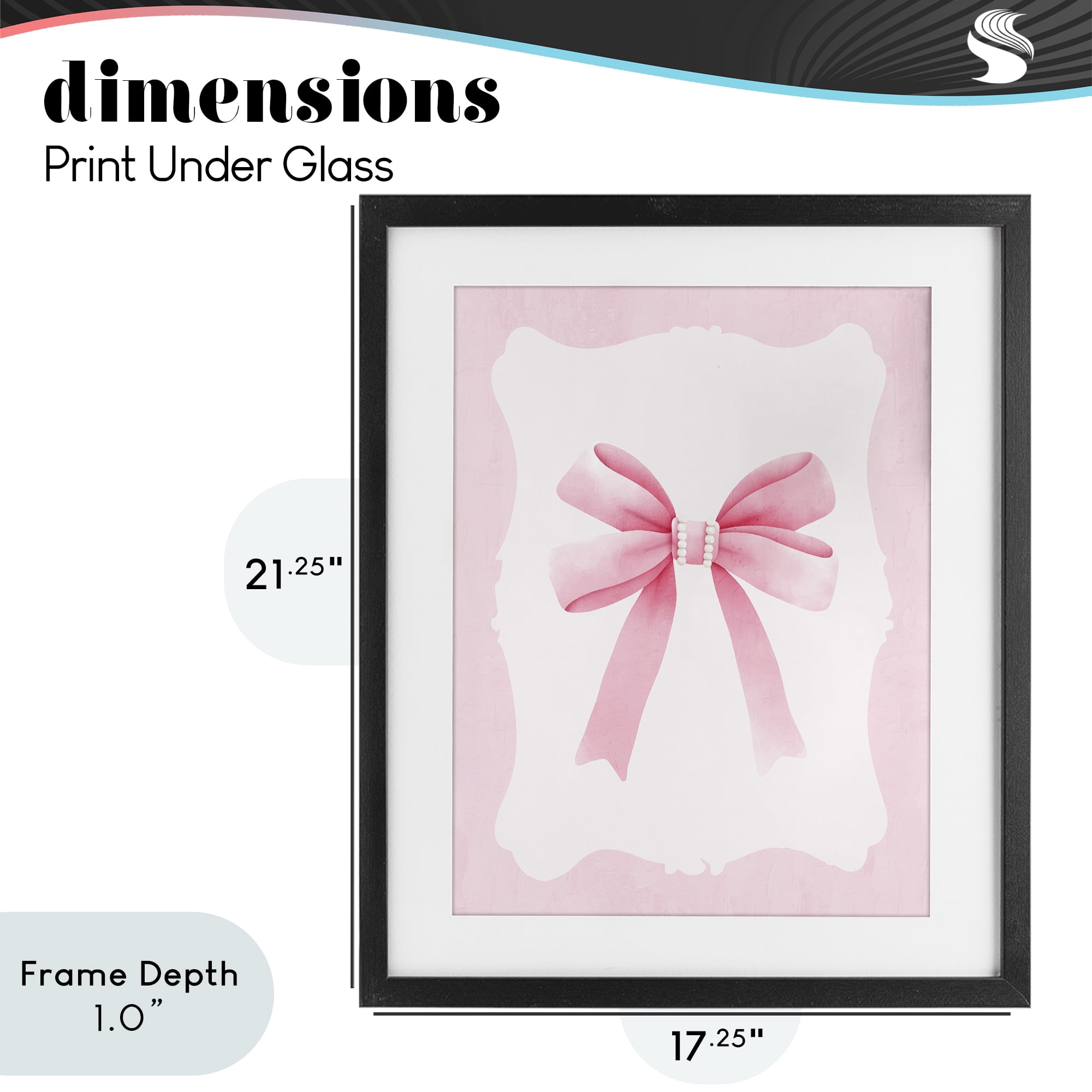 Stupell Industries Feminine Bow with Pearls Black Framed Print Under Glass, design by Kim Allen