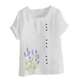 thumbnail image 4 of Sexlip Womens Swimsuit Set Lavender Floral Embroidery Cover Up Design Crew Neck Short Sleeve Asymmetric Hem Loose Silhouette Breathable Fabric for Pool Parties White XL, 4 of 4