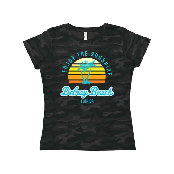 Inktastic Summer Enjoy the Sunshine Delray Beach Florida in Blue Women's T-Shirt