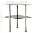 thumbnail image 4 of vidaXL 2-Tier Side Table Transparent & Black 38x38x50cm Tempered Glass, 4 of 5