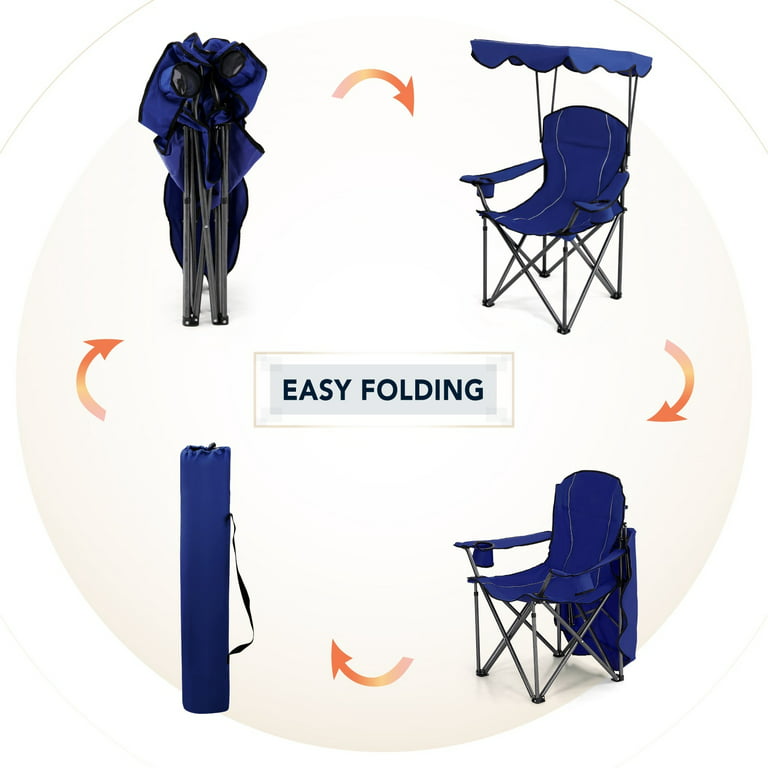 Alpha Camper Folding Canopy Chair Beach Camping Chair with Cup Holder and  Storage Bag Suitable for Outdoor Camping Fish, Blue 