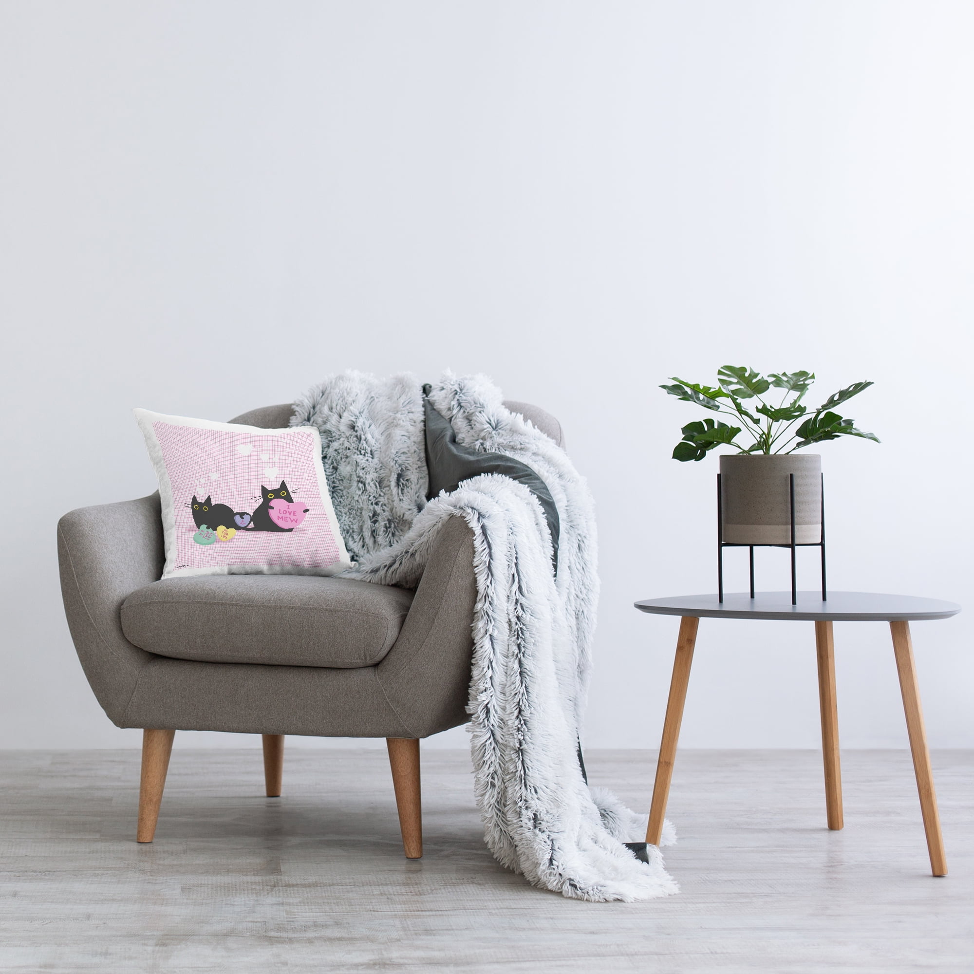 Stupell Industries Cats & Valentine Hearts Decorative Printed Throw Pillow Design by Leeza Hernandez.