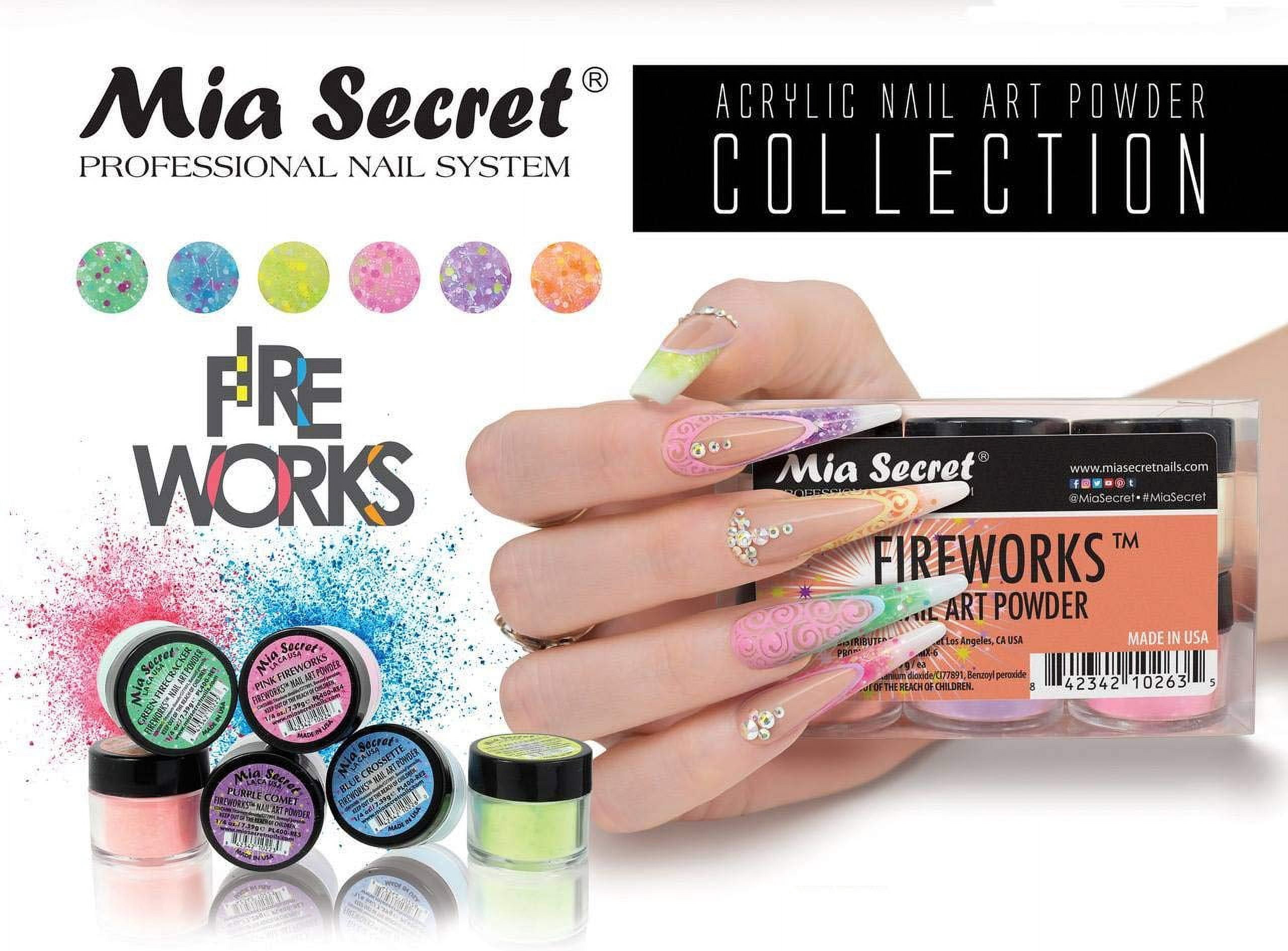 6PC Mia Secret Nail New Acrylic Art Powder New Collection Fireworks