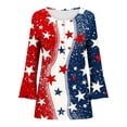 thumbnail image 5 of Kvture 4th of July Tops for Women Henley V Neck Button 3/4 Sleeve Blouse Independence Day Patriotic T Shirts Summer C Red Tees L, 5 of 5
