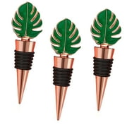 SKYSONIC 3PCS Leaves Themed Wedding Anniversary Stoppers for Summer Beach Bridal Showers, Holiday Birthday Luau Party Decorations (Leaves, 3)
