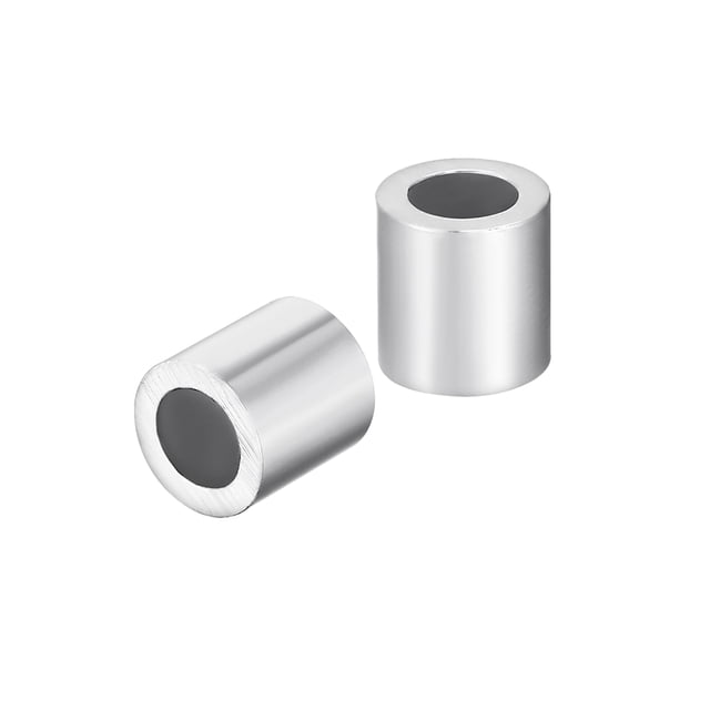 Unique Bargains M3 Aluminum Sleeve Crimp 3mm(1/8 In) Steel Wire Rope Button Stop 100 Pcs