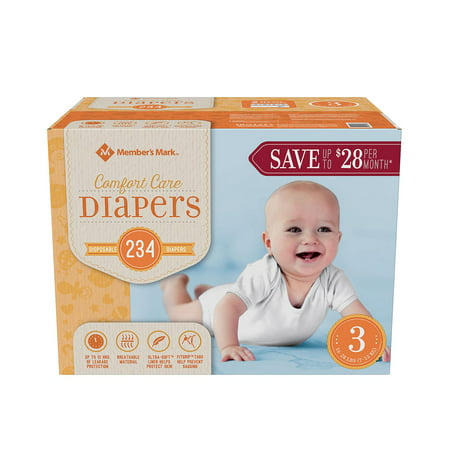 A Product of Member'S Mark Comfort Care Baby Diapers - Diaper Size 3 - 234 Ct. ( Weight 16 - 28 lbs.) [Skin Soft, Comfortable and Good Sleep Diapers](Babys Best (Best Baby Care Products In The World)