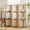 6-Panel Nature w/ Storage Shelves, variant on Jostyle 4 Panel Room Divider Privacy Screen - Foldable Partition with Natural Paulownia Wood Frame, Diamond Pattern Non-Woven Fabric for Living Room, Bedroom, Office Espresso & White